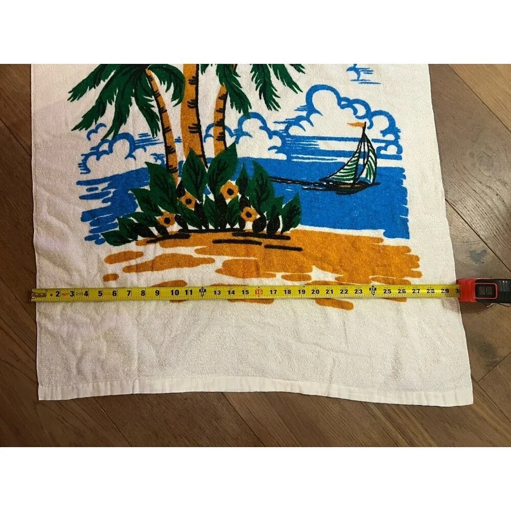 Vintage 80s Elaine FLORIDA beach palm tree souvenir towel retro colorful